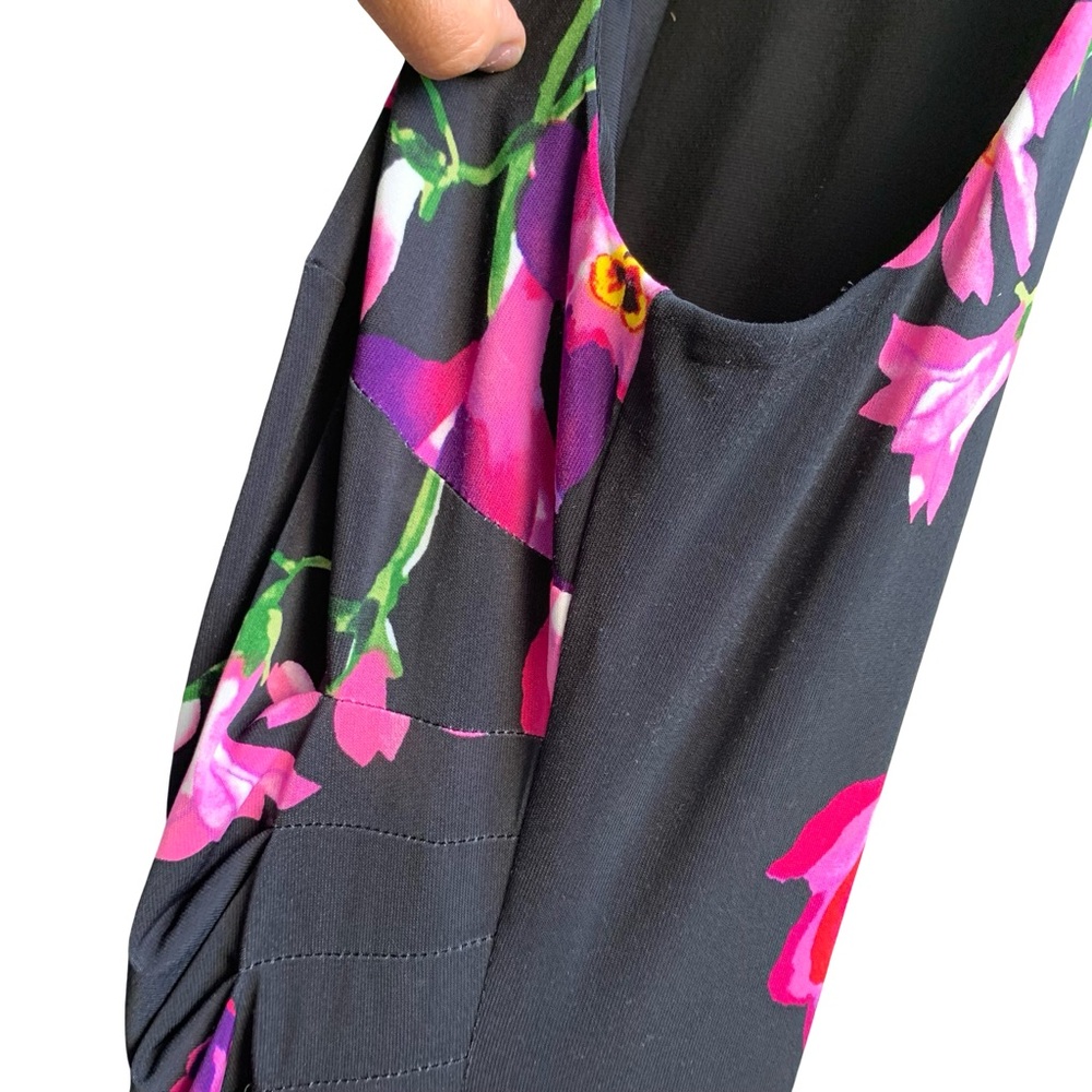Ralph Lauren Pink Yellow Ruched Floral Sheath Dress Wedding Guest Sleeveless - Picture 6 of 14